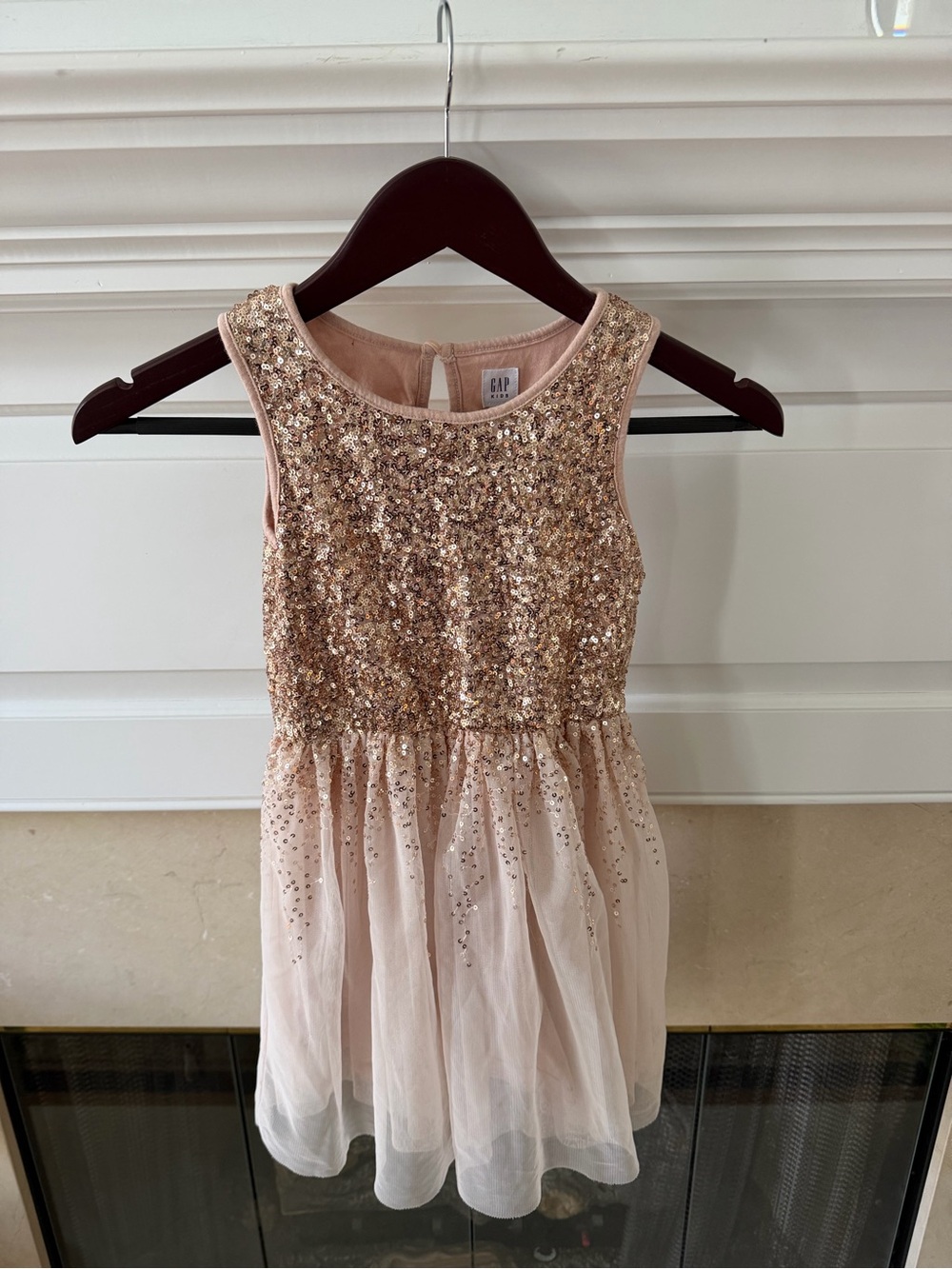 GAP Girls Rose Gold Glitter Tulle Party Dress